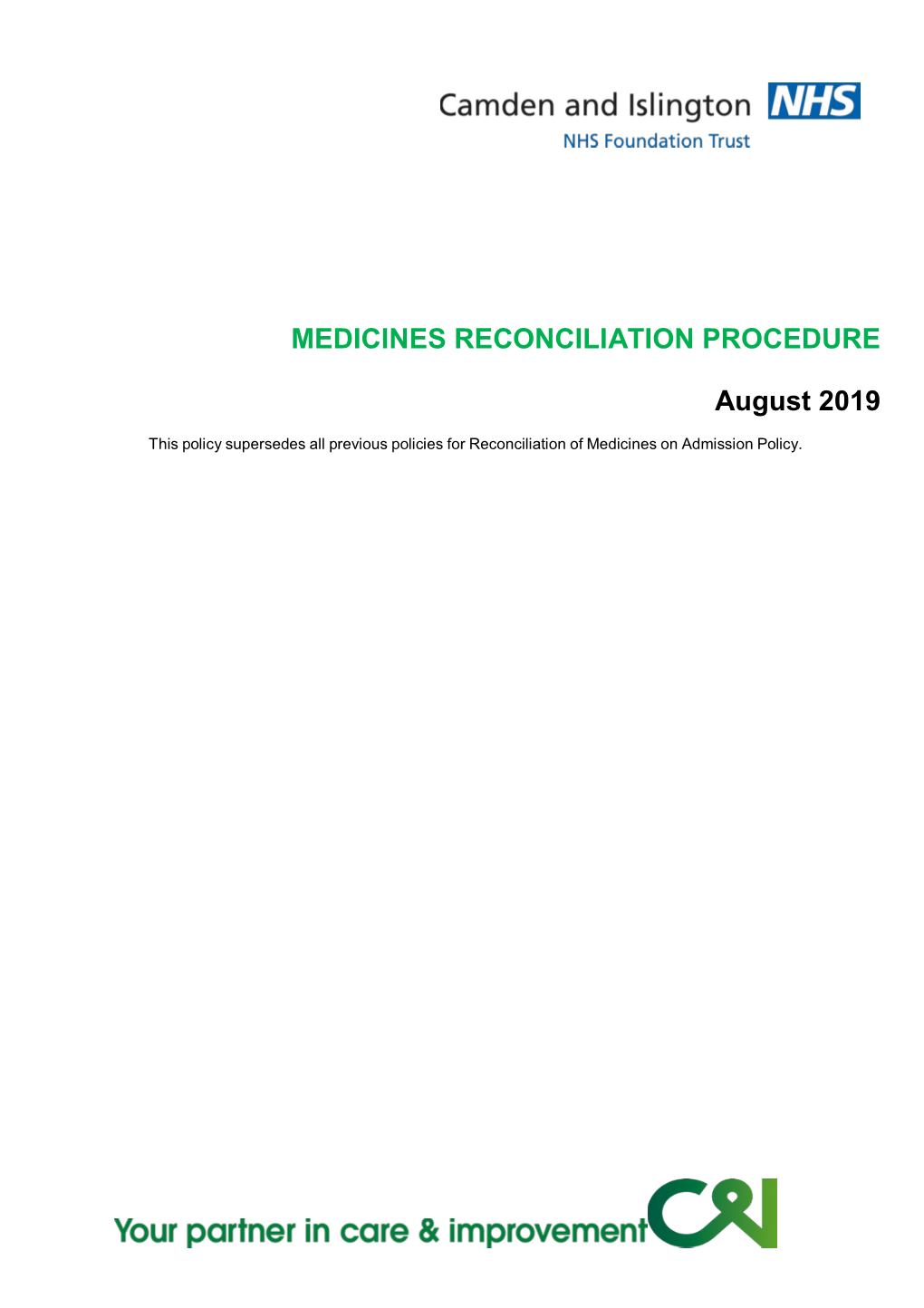 Medicines Reconciliation Procedures