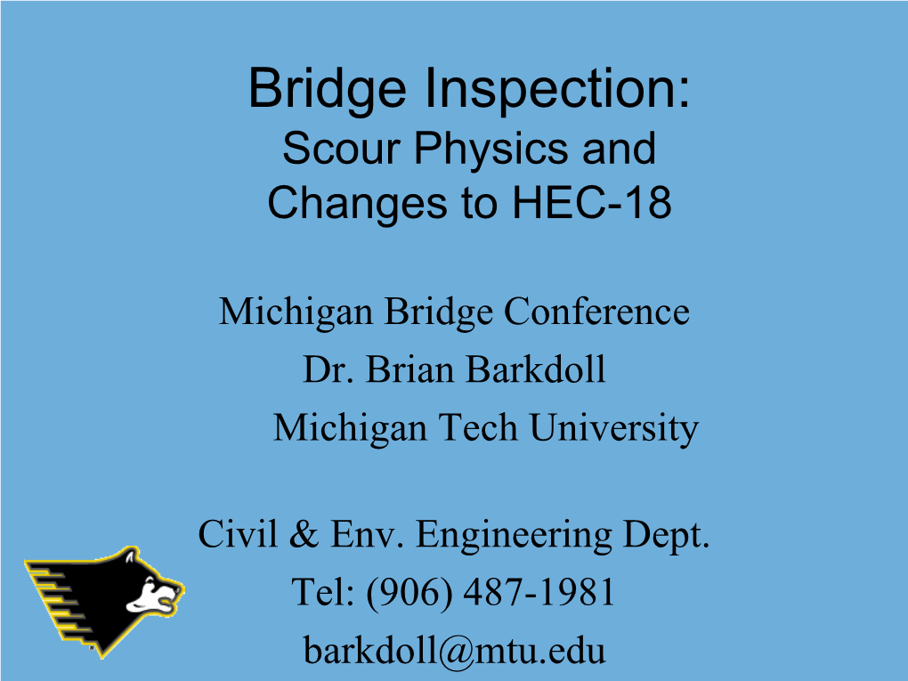 Bridge Scour Prediction and Prevention Workshop