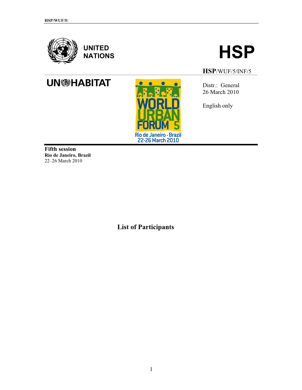 UNITED NATIONS List of Participants
