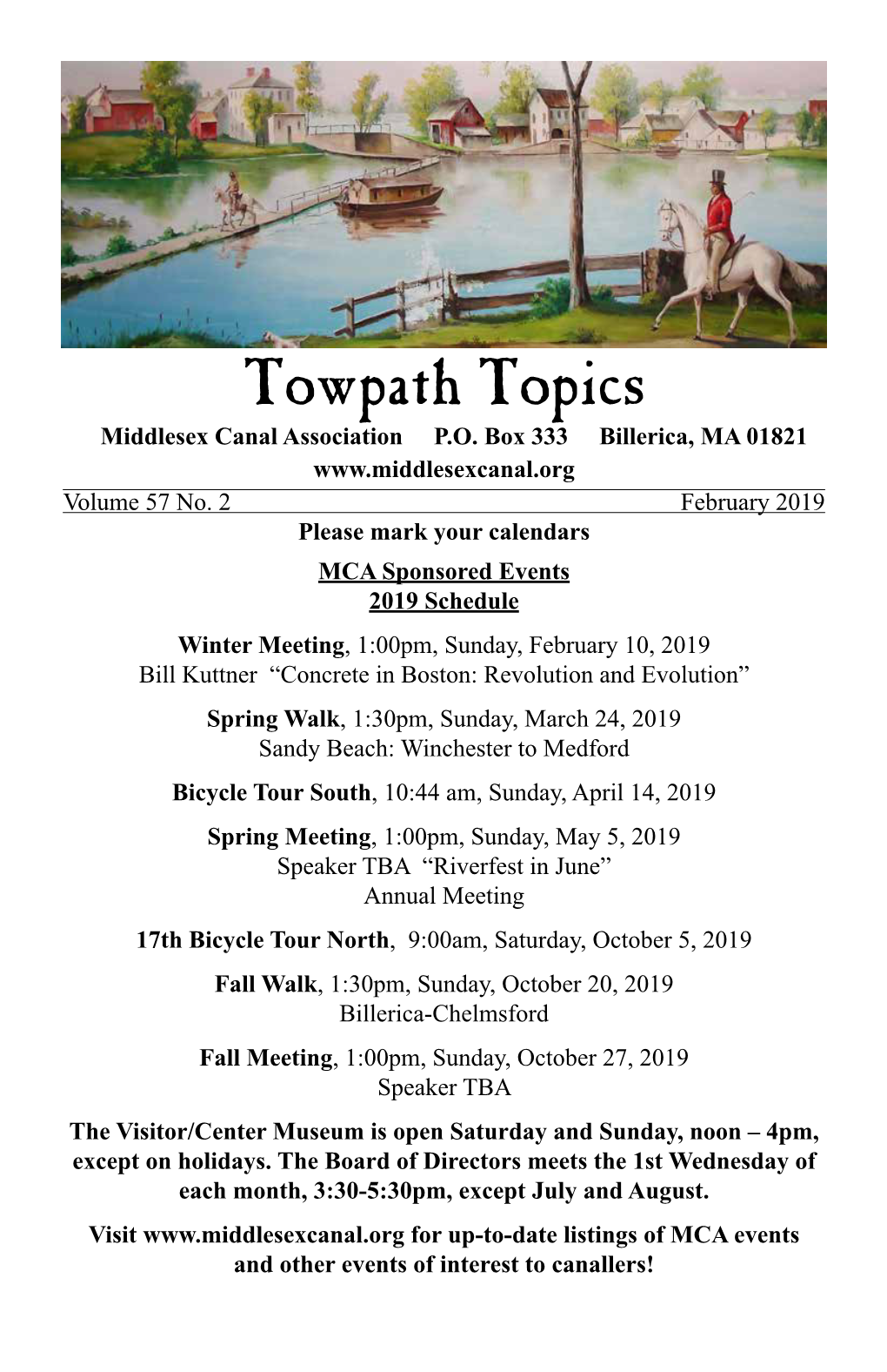 Towpath Topics Middlesex Canal Association P.O