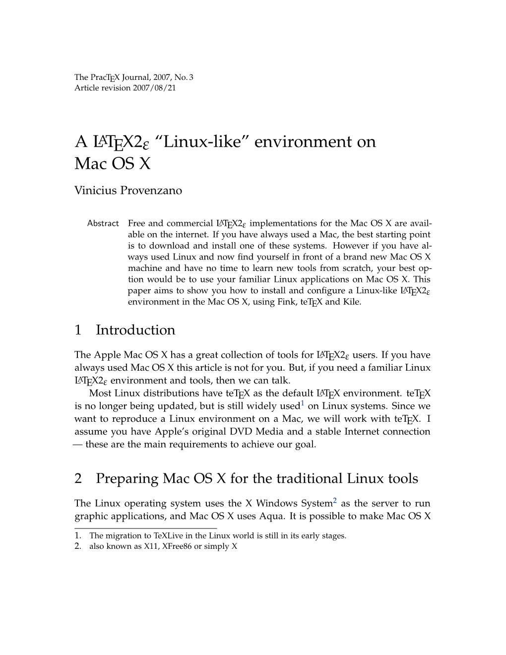 Environment on Mac OS X Vinicius Provenzano