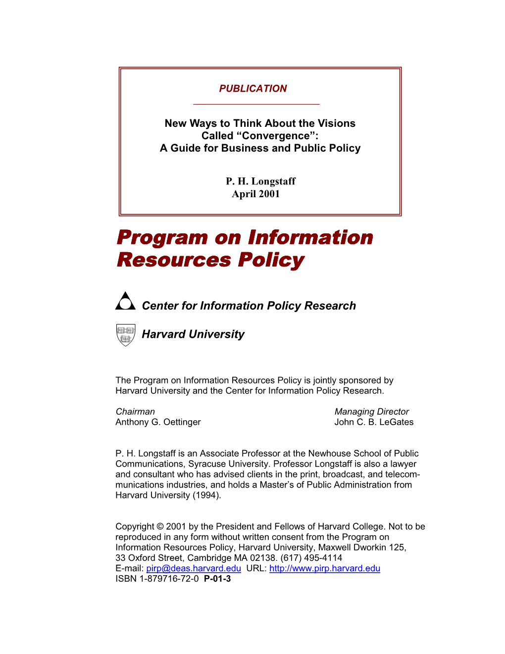 Program on Information Resources Policy