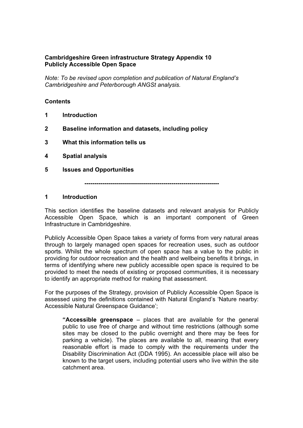 Cambridgeshire Green Infrastructure Strategy Appendix 10 Publicly Accessible Open Space