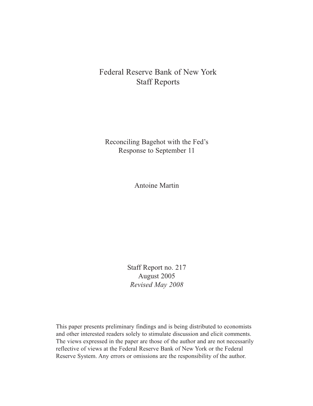 Reconciling Bagehot with the Fed's Response to September 11