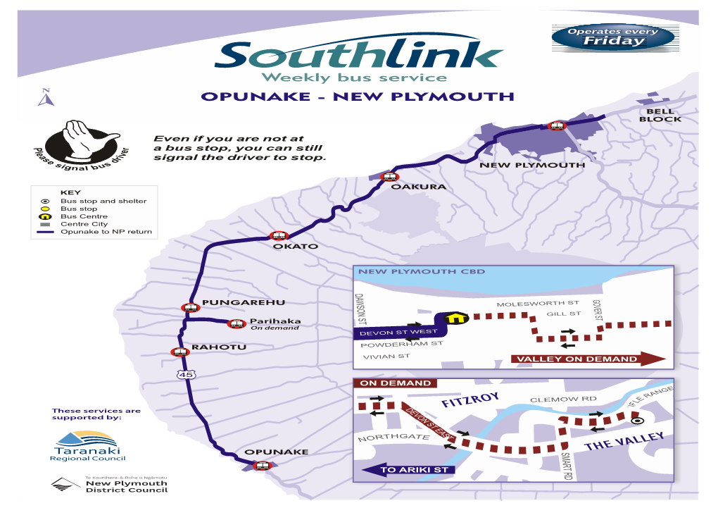 Weekly Bus Service OPUNAKE - NEW PLYMOUTH BELL BLOCK