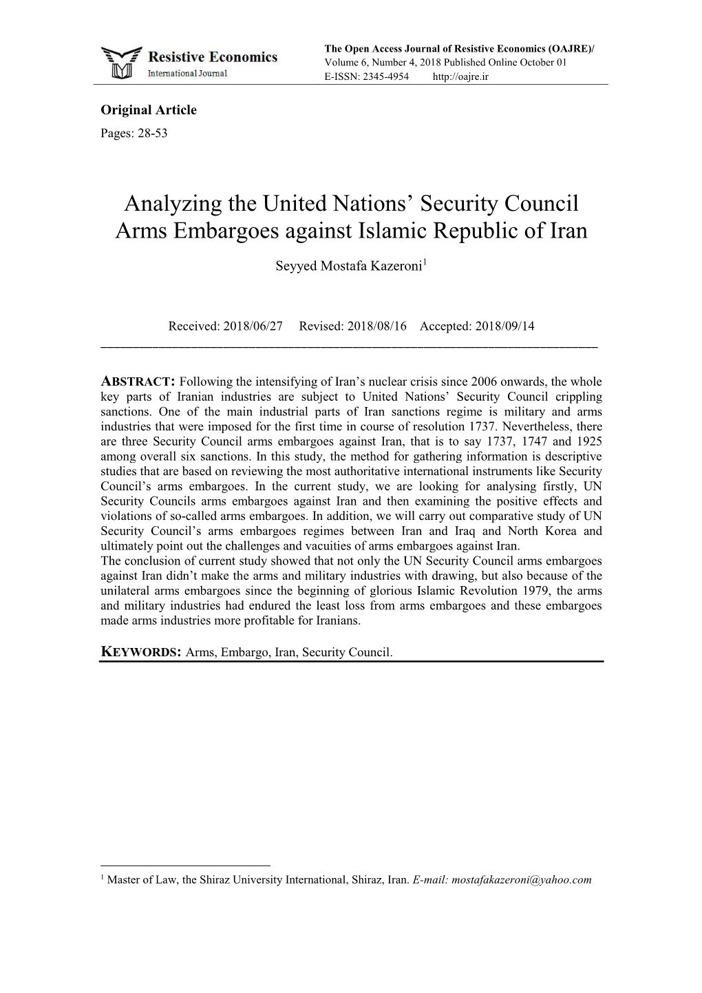 Analyzing the United Nations' Security Council Arms Embargoes Against