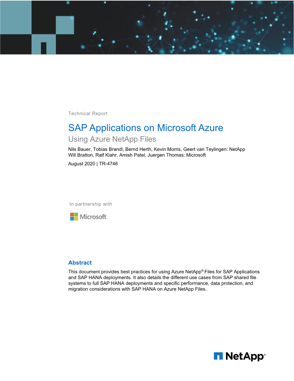TR-4746: SAP Applications on Microsoft Azure