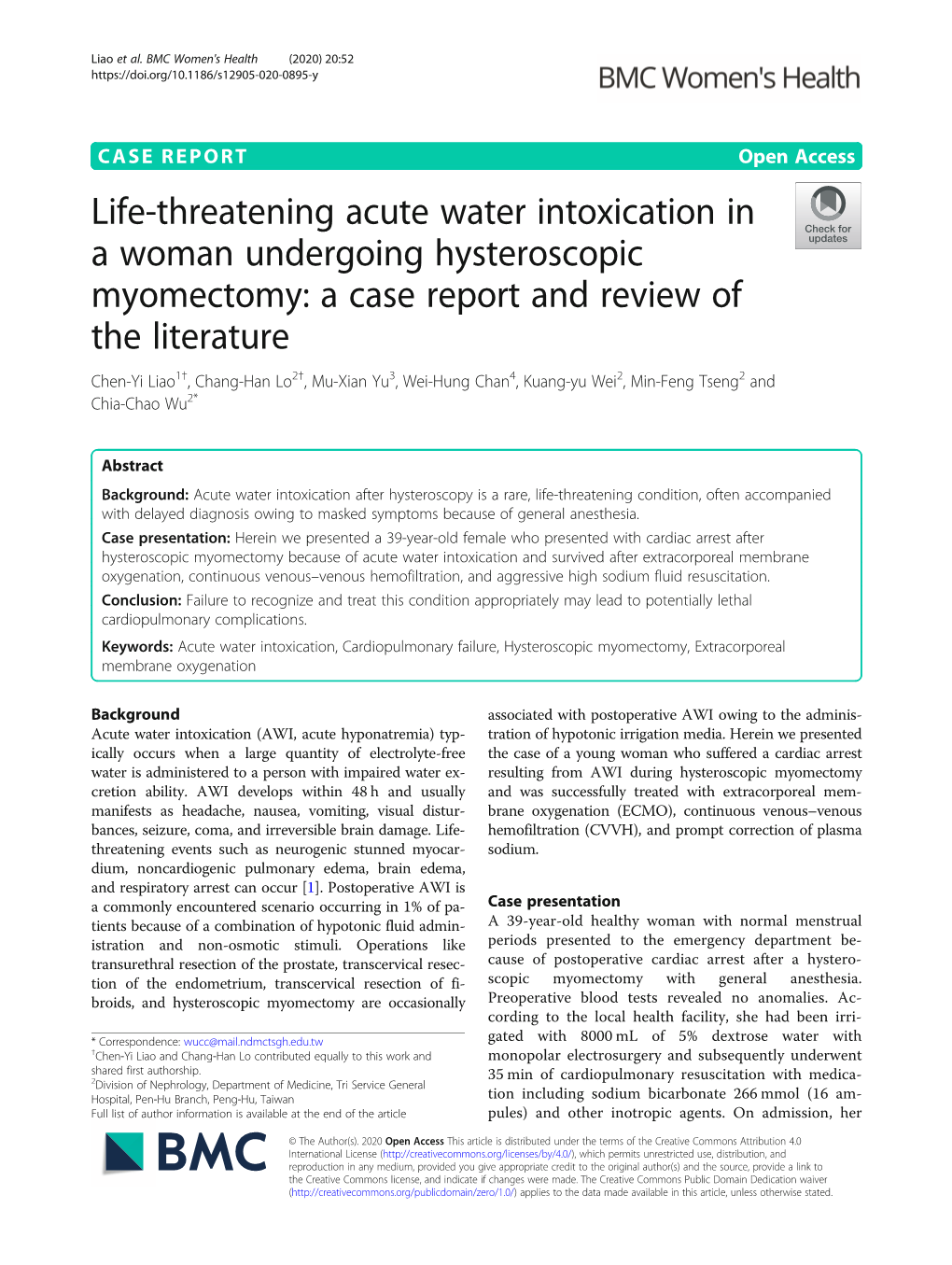 Life-Threatening Acute Water Intoxication in a Woman Undergoing