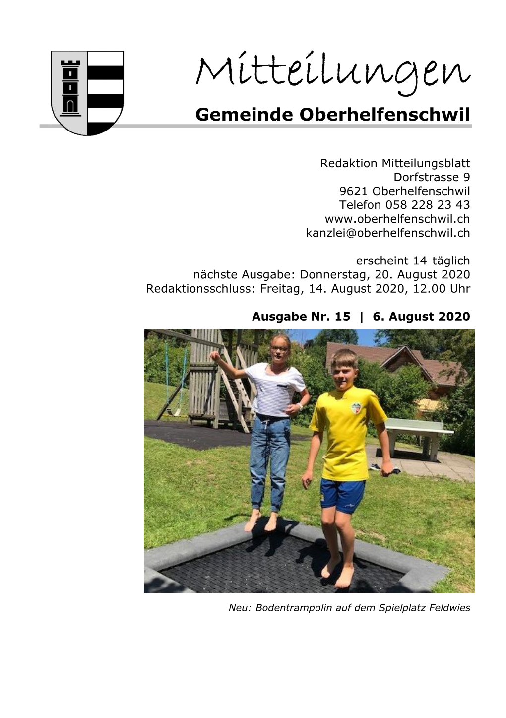 Mitteilungen Gemeinde Oberhelfenschwil