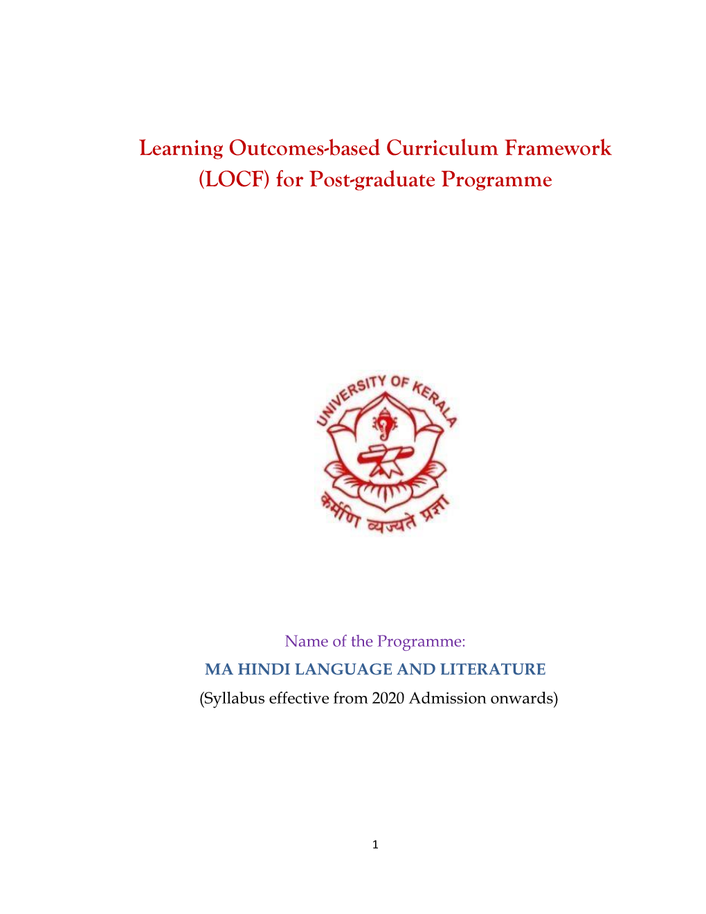 Learning Outcomes-Based Curriculum Framework