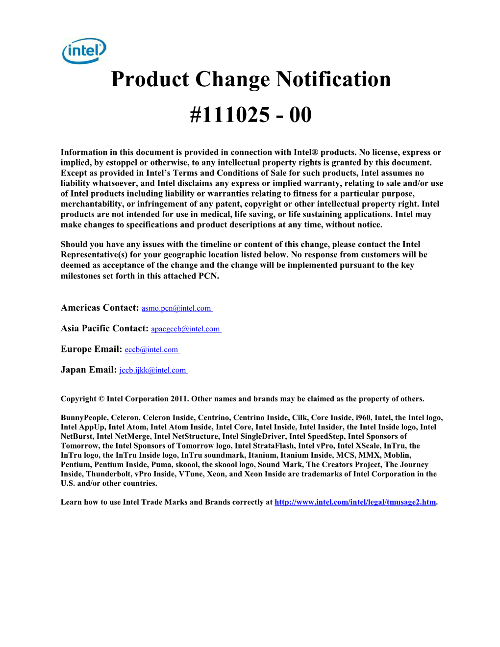 Product Change Notification #111025