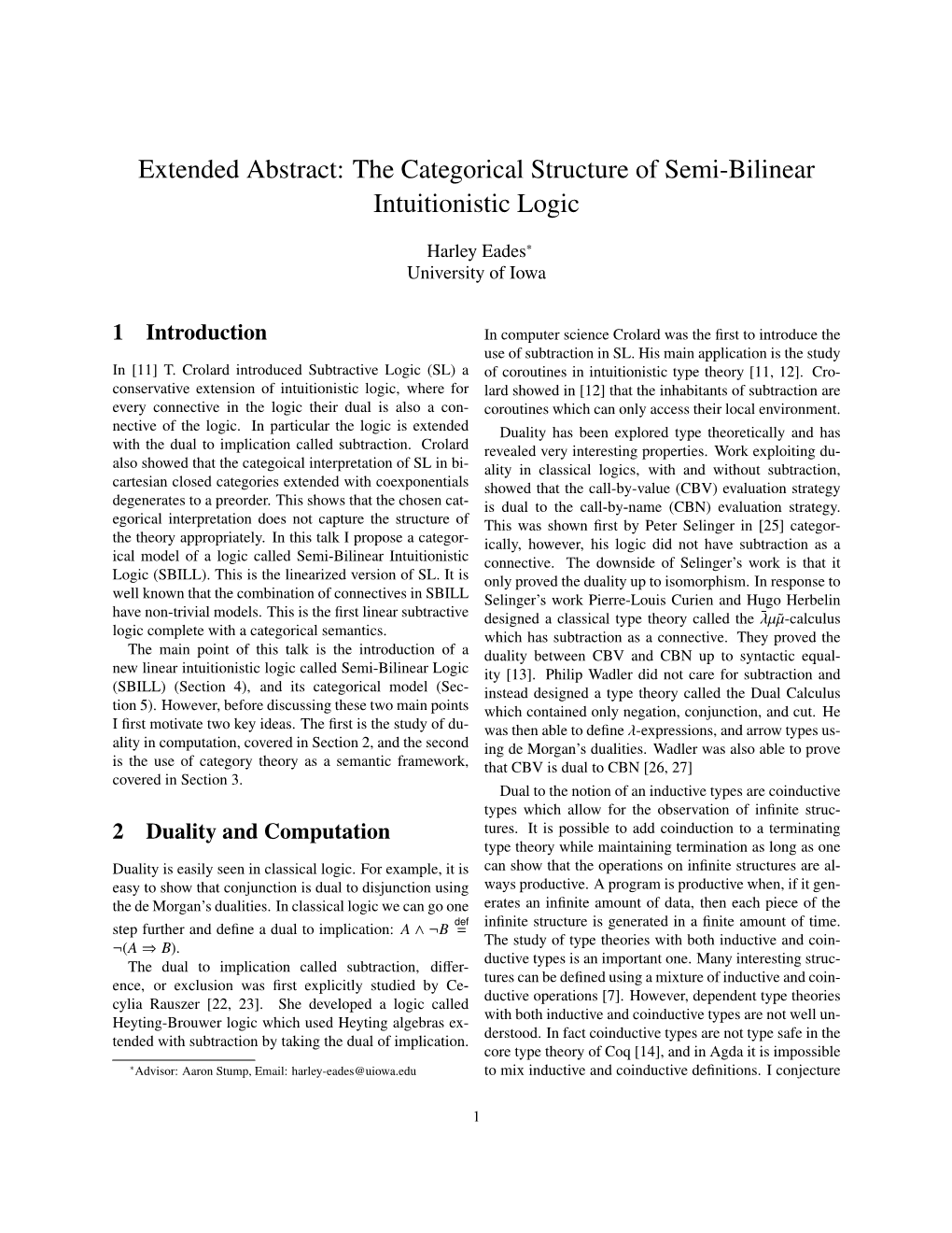 Extended Abstract: the Categorical Structure of Semi-Bilinear Intuitionistic Logic