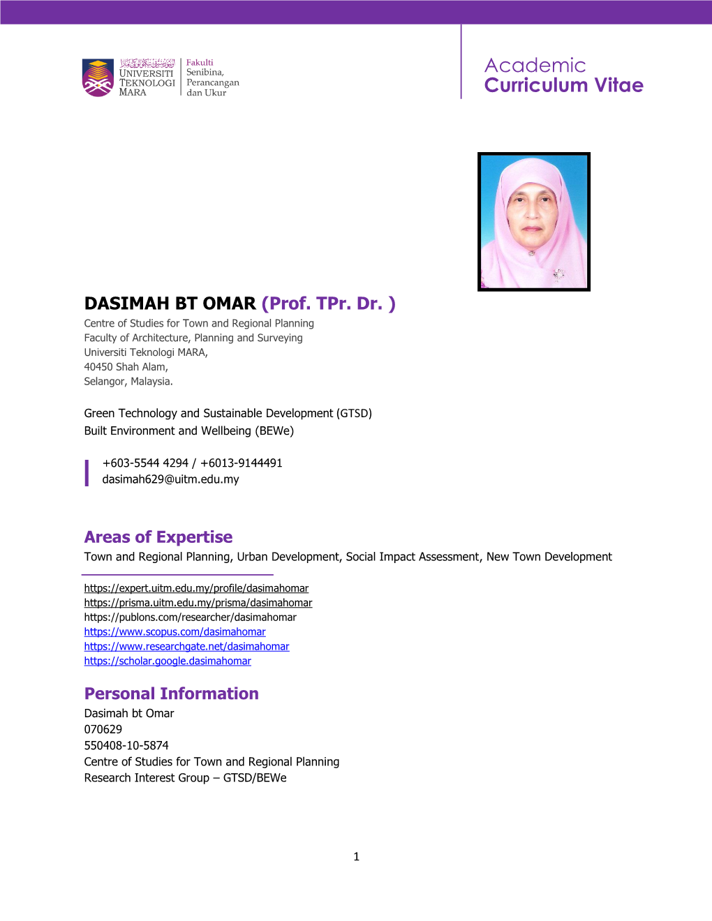 Academic Curriculum Vitae