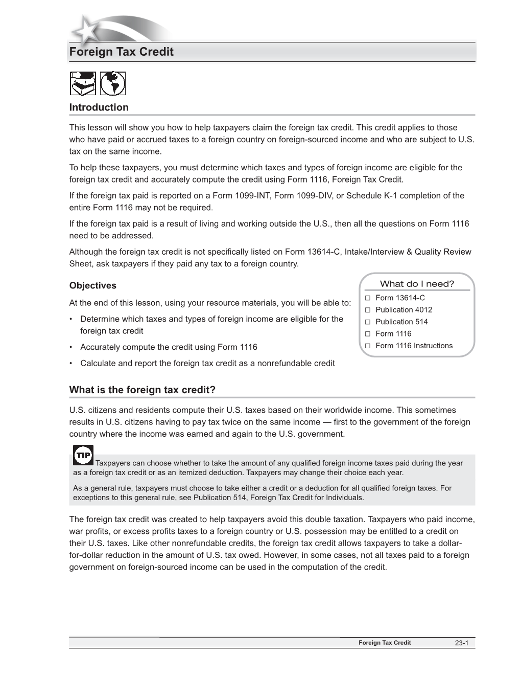 Foreign Tax Credit