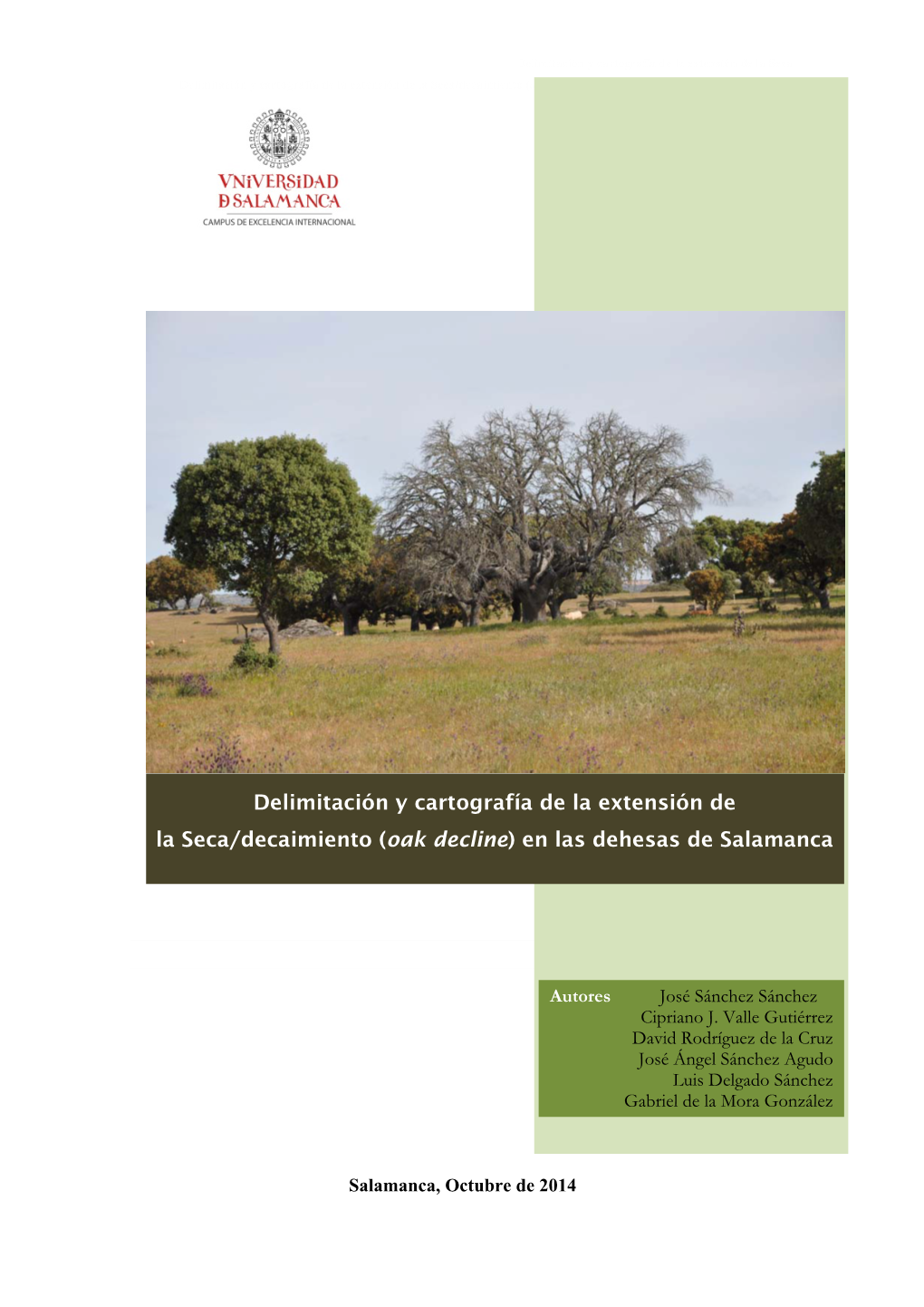 Delimitación Y Cartografía De La Extensión De La Seca/Decaimiento (Oak Decline) En Las Dehesas De Salamanca