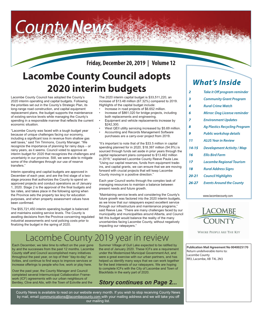 December 2019 County News