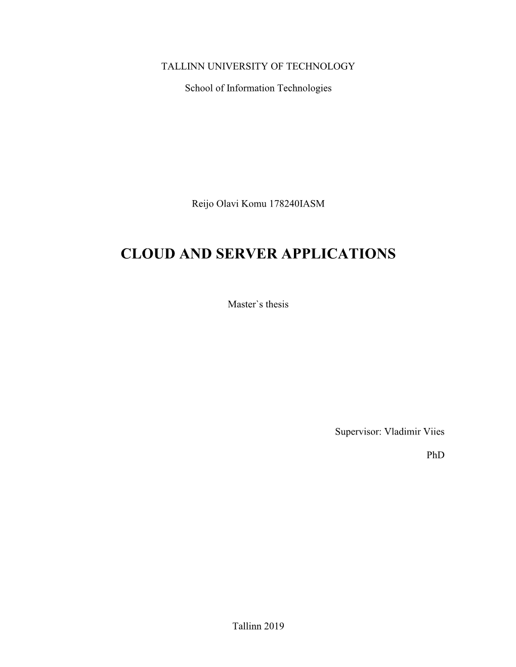 Cloud and Server Applications