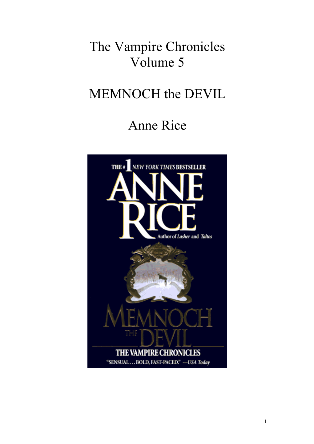 MEMNOCH the DEVIL