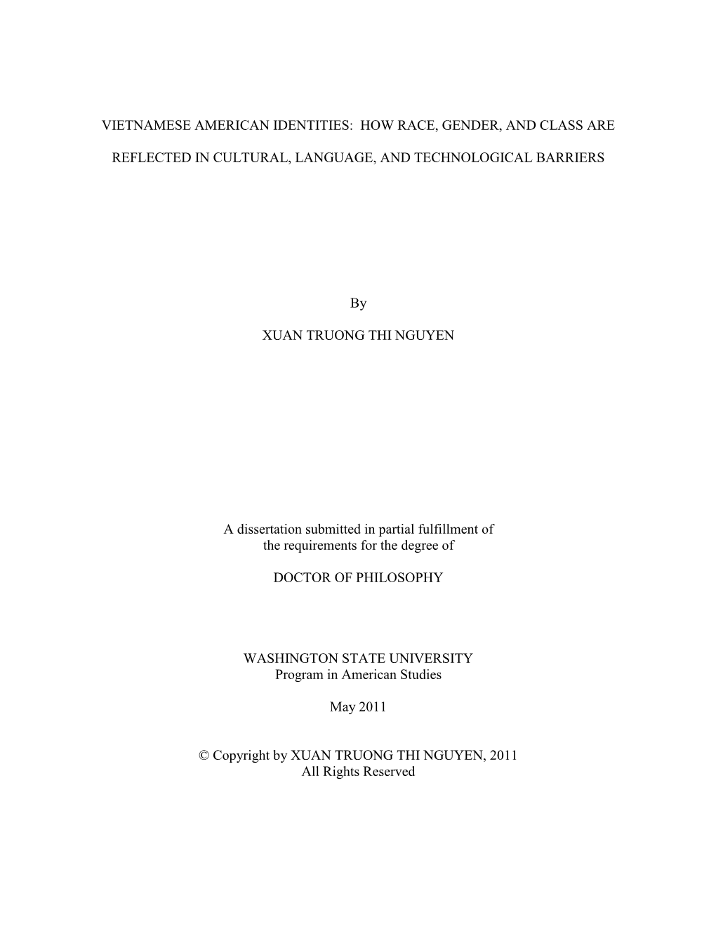 Vietnamese American Identities: How Race, Gender, and Class Are