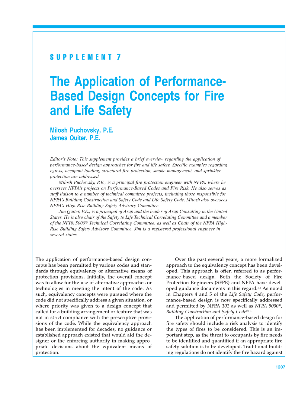 Based Design Concepts for Fire and Life Safety