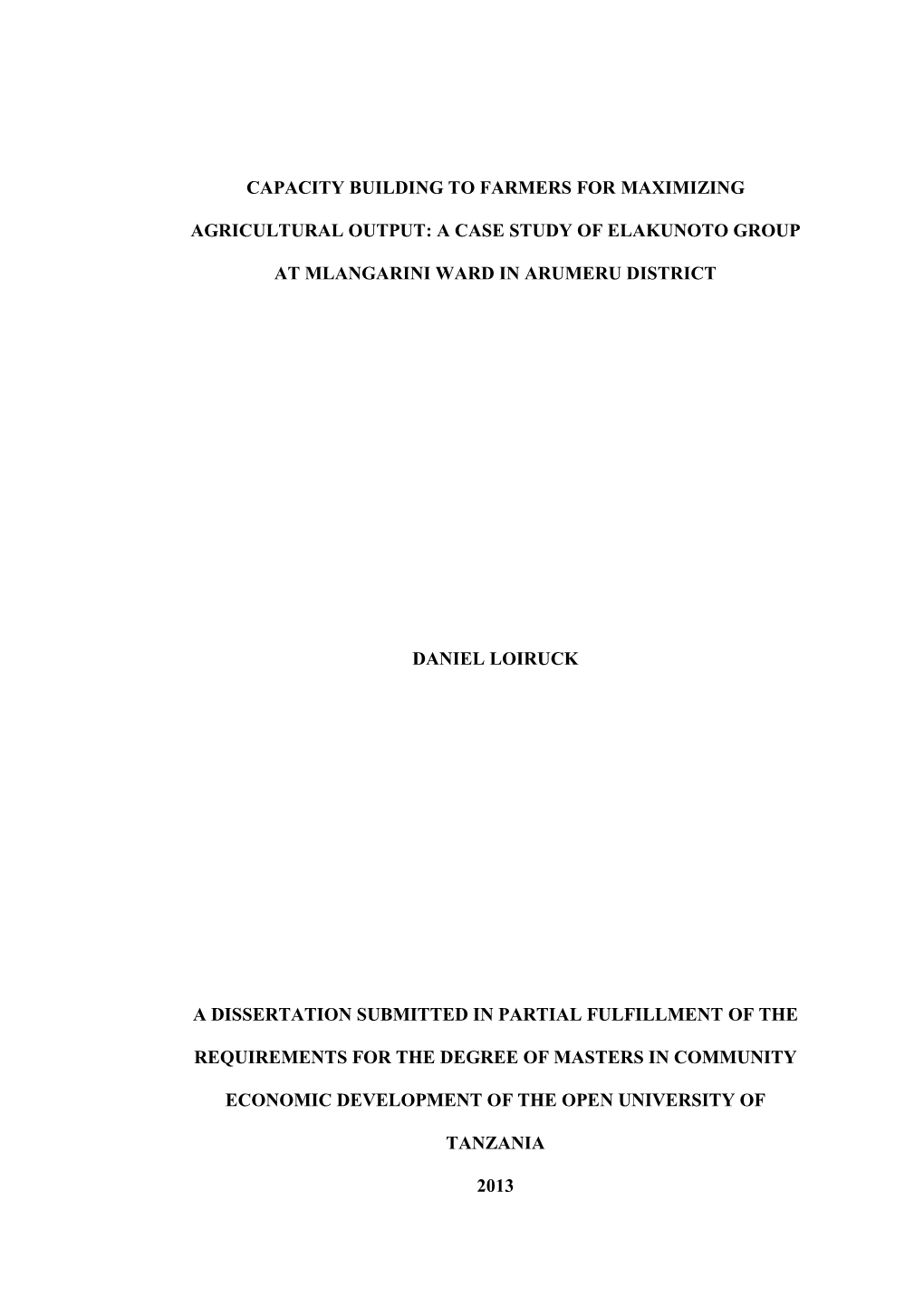 Capacity Building to Farmers for Maximizing Agricultural Output; a Case Study of Elakunoto