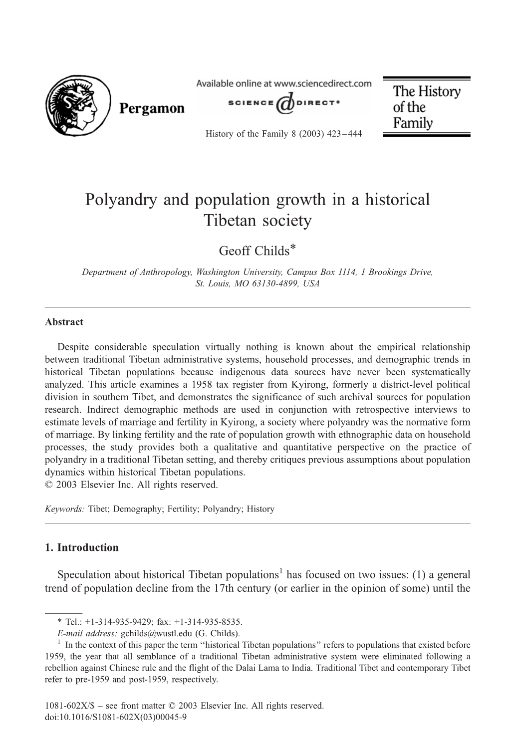 Polyandry and Population Growth in a Historical Tibetan Society