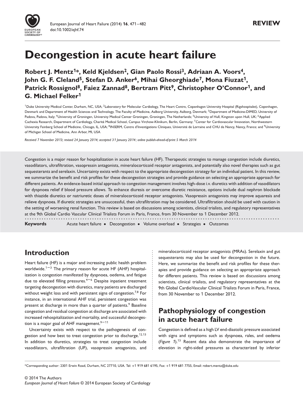 Decongestion in Acute Heart Failure