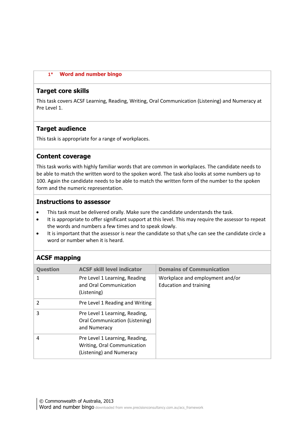 ACSF Assessment Tasks