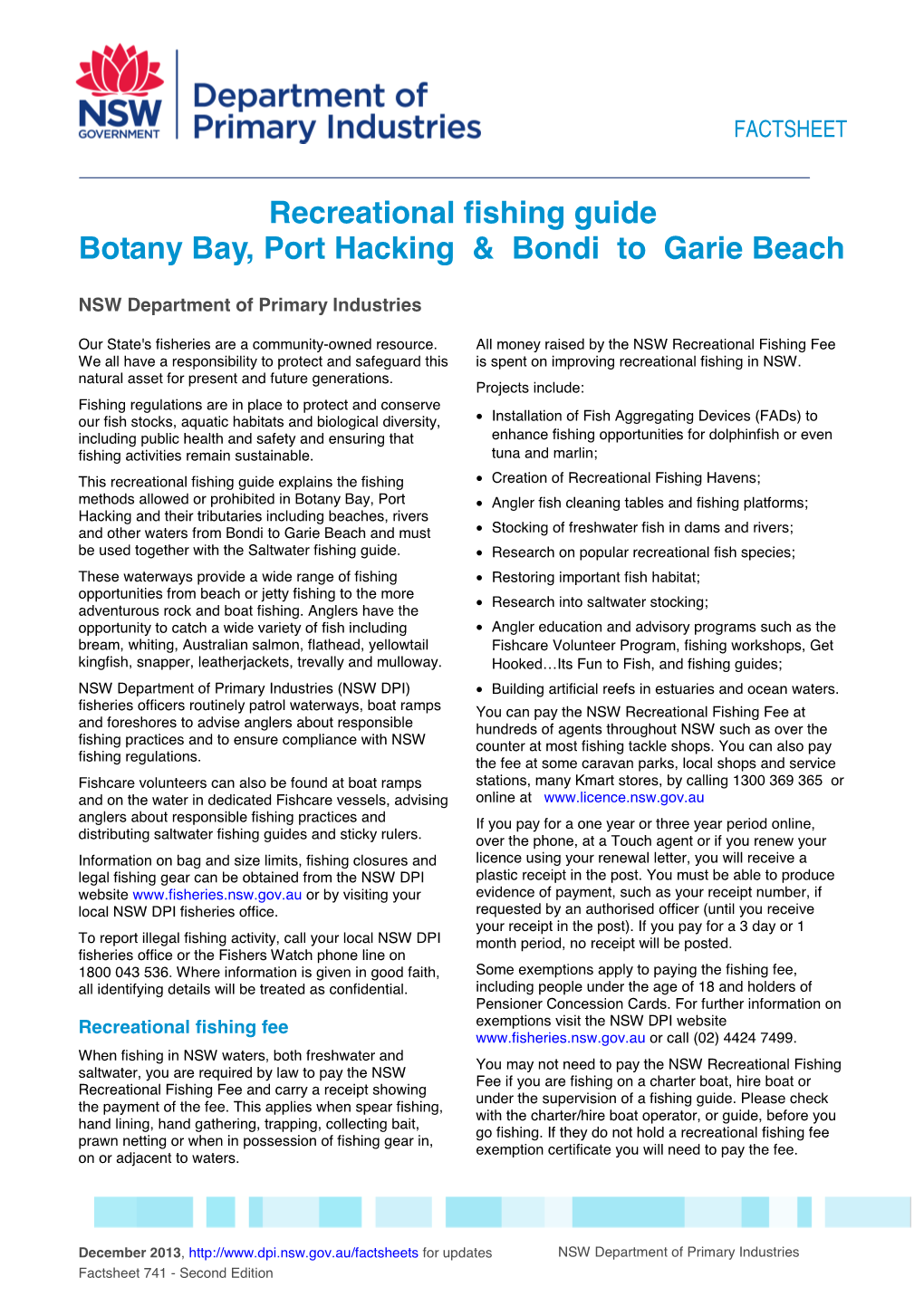 Recreational Fishing Guide Botany Bay, Port Hacking & Bondi to Garie Beach