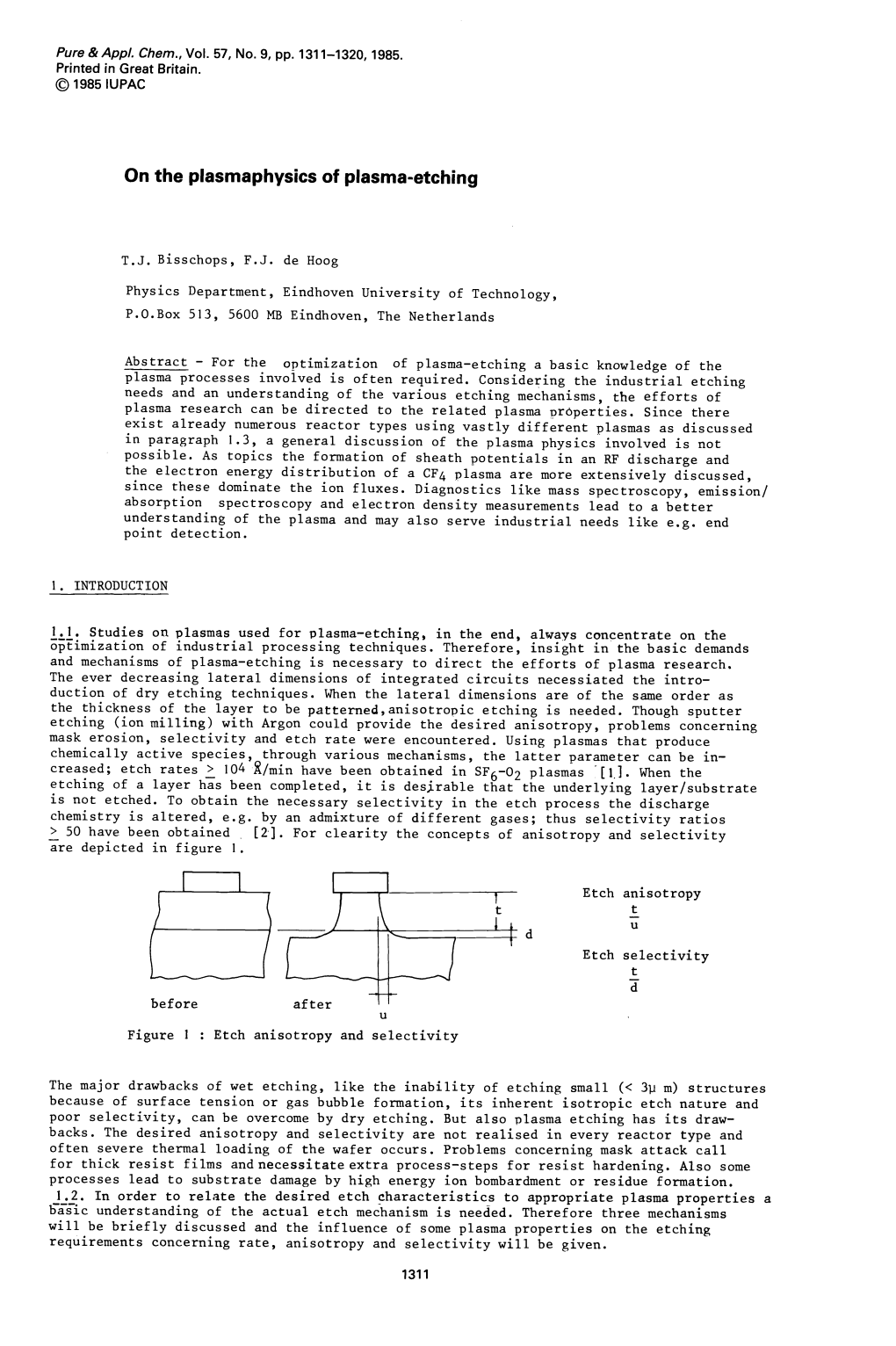 On the Plasmaphysics of Plasma-Etching