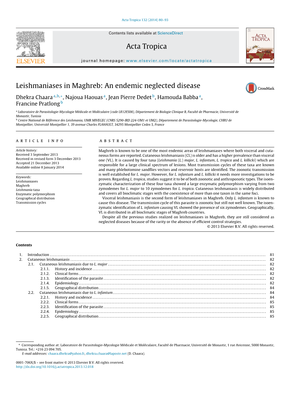 Leishmaniases in Maghreb: an Endemic Neglected Disease