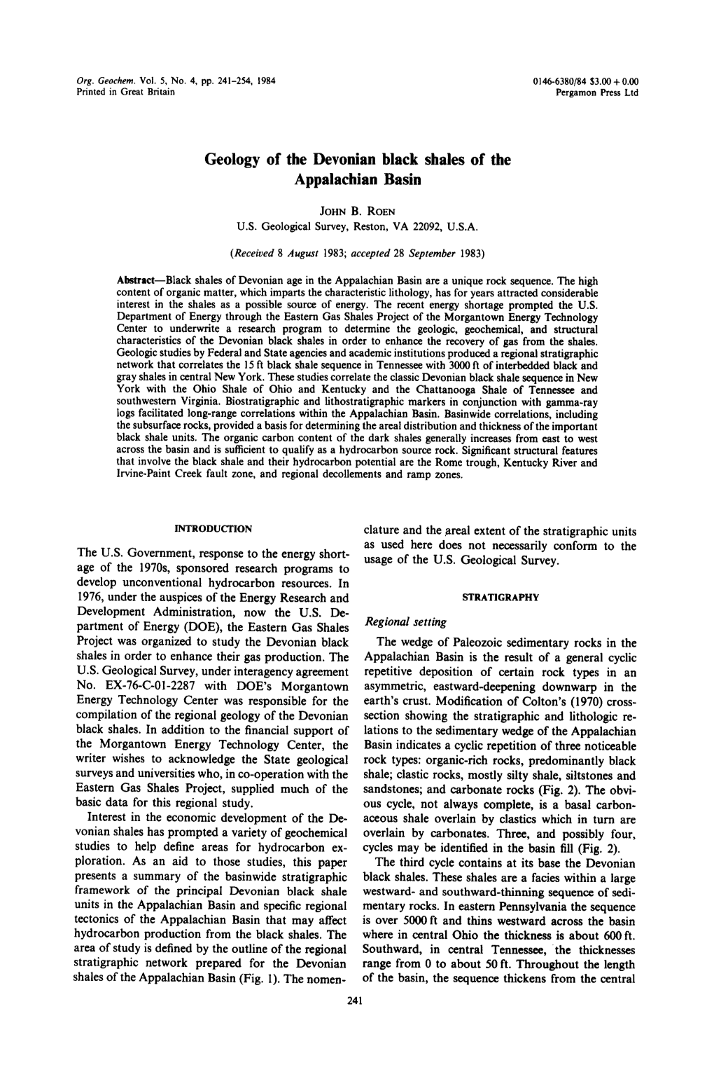 Geology of the Devonian Black Shales of the Appalachian Basin