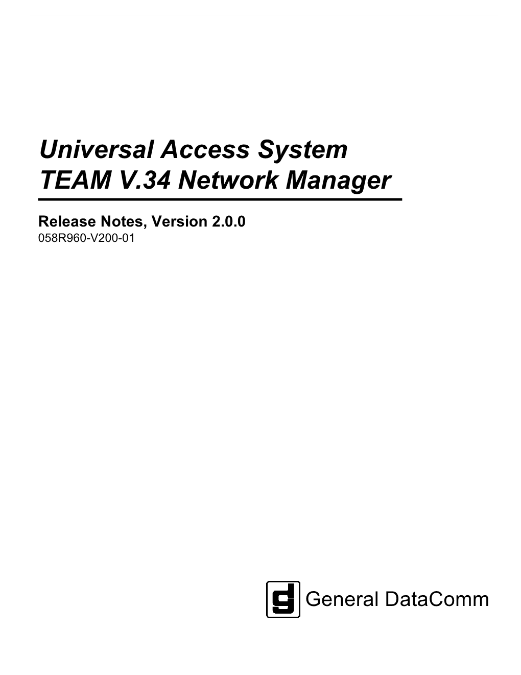 Universal Access System TEAM V.34 Network Manager