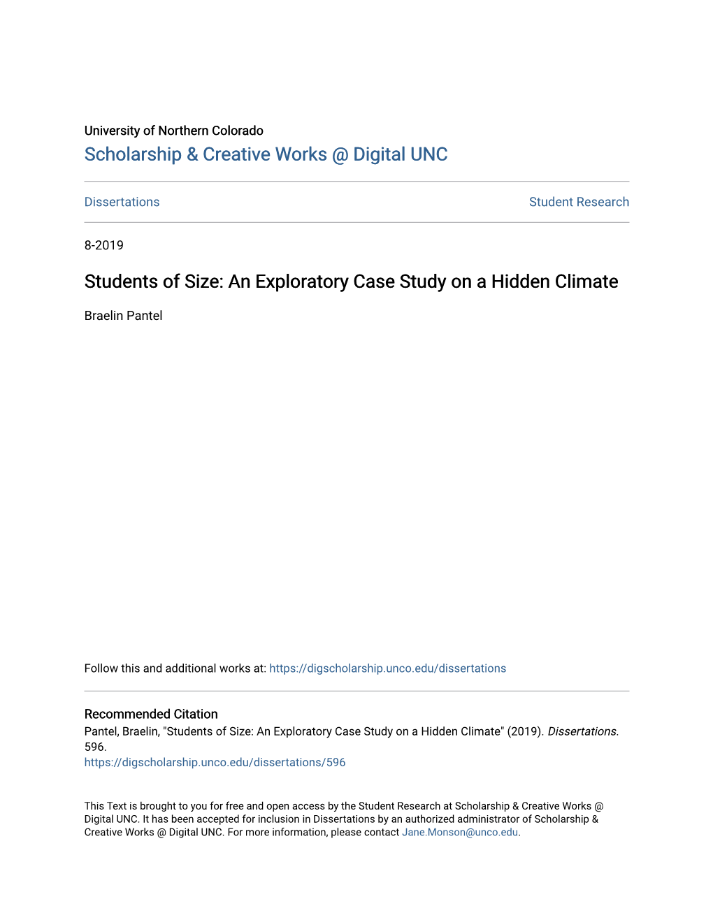 Students of Size: an Exploratory Case Study on a Hidden Climate