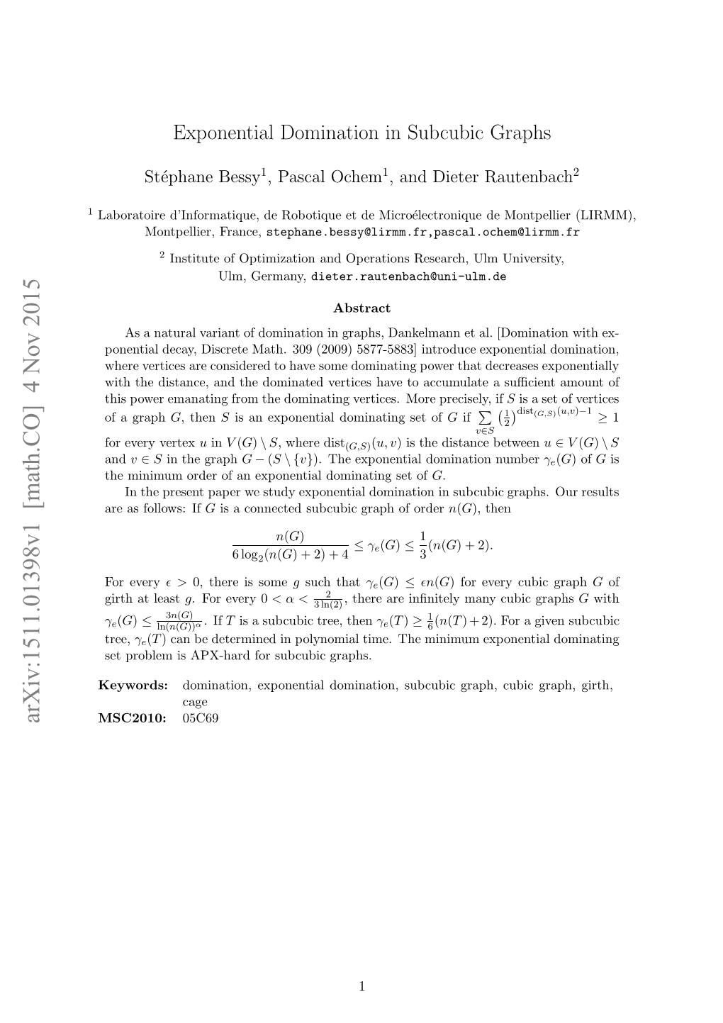 Exponential Domination in Subcubic Graphs, Which Is a Special Case That Displays Several Interesting Features