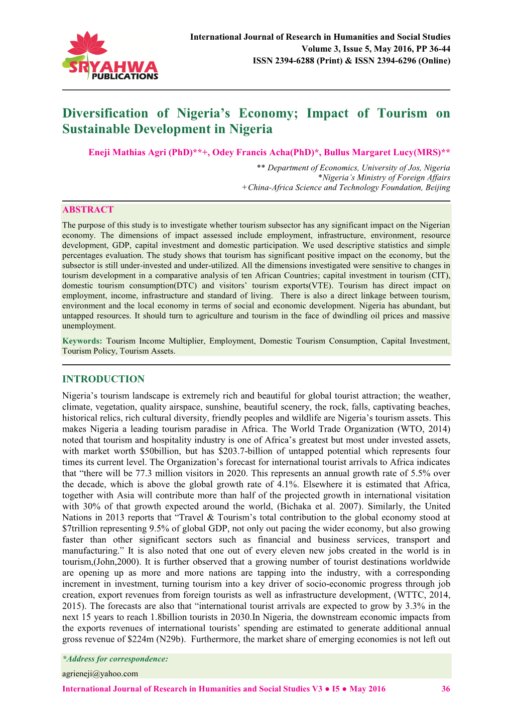 Diversification of Nigeria's Economy