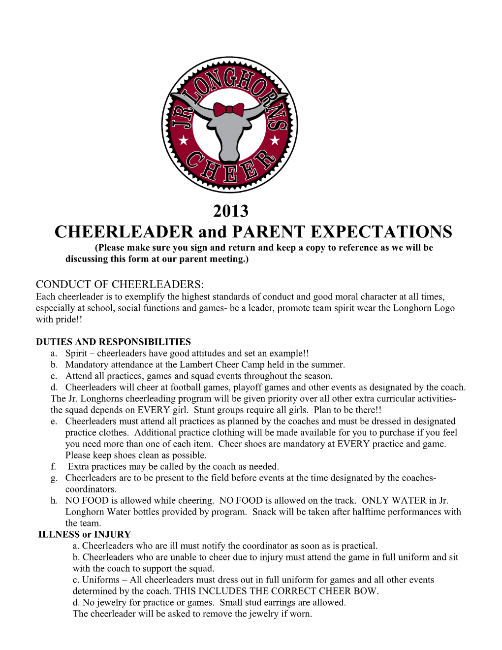 Cheer Leading Rules and Regulations