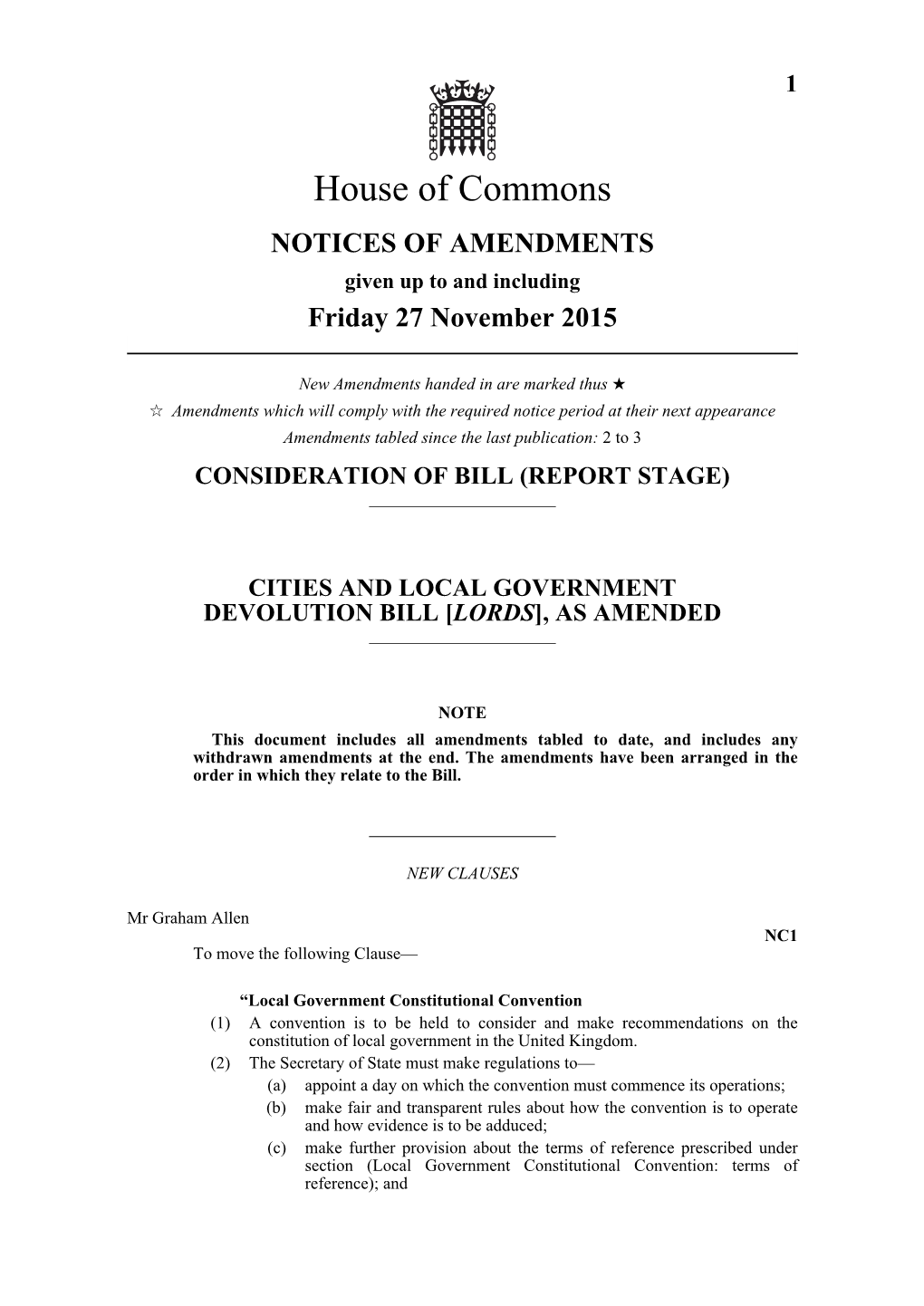 Cities and Local Government Devolution Bill [Lords], As Amended