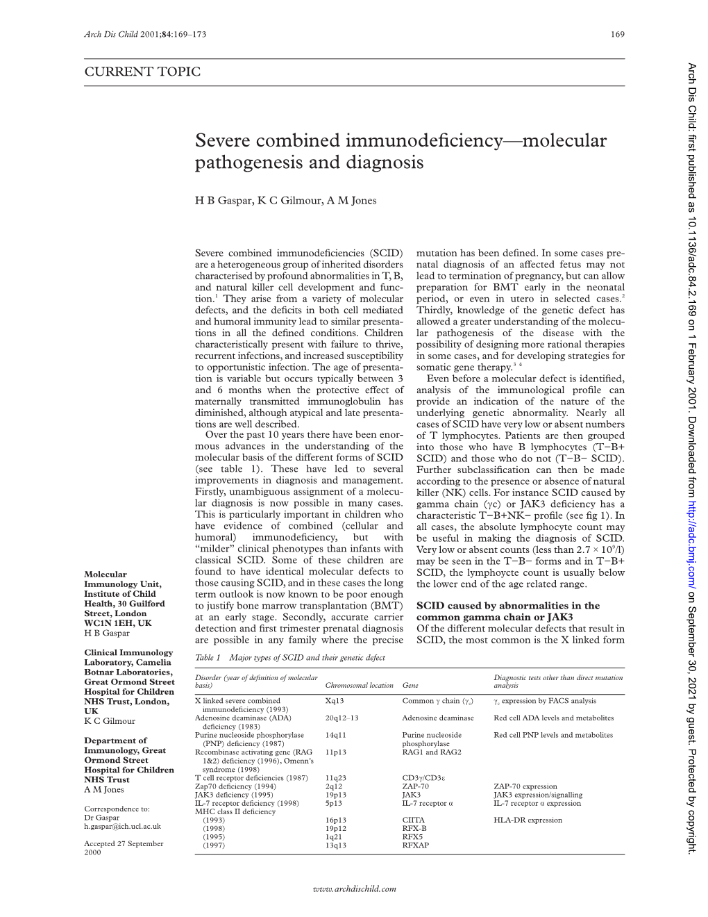 Severe Combined Immunodeficiency—Molecular Pathogenesis and Diagnosis