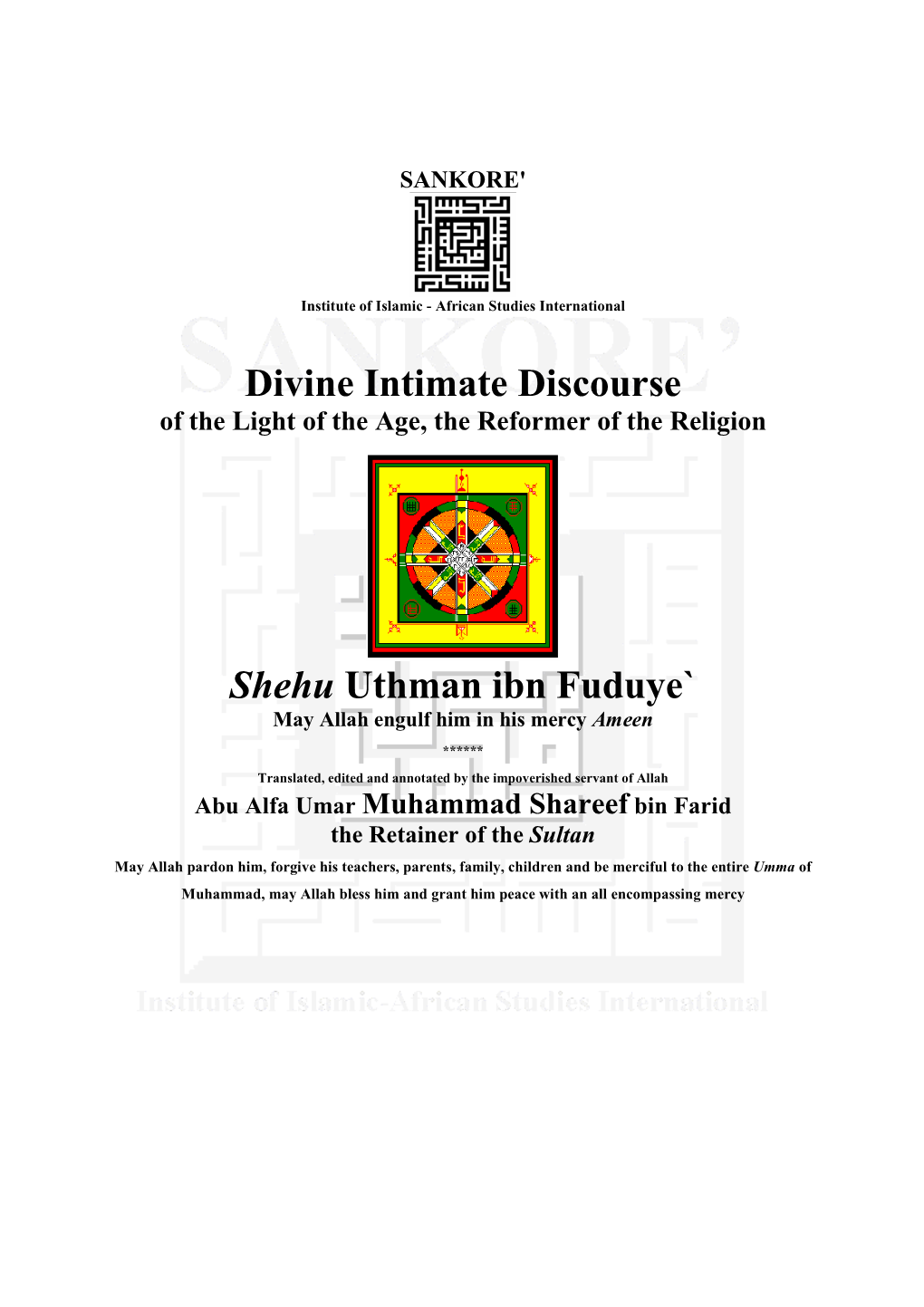 Divine Intimate Discourse Shehu Uthman Ibn Fuduye`