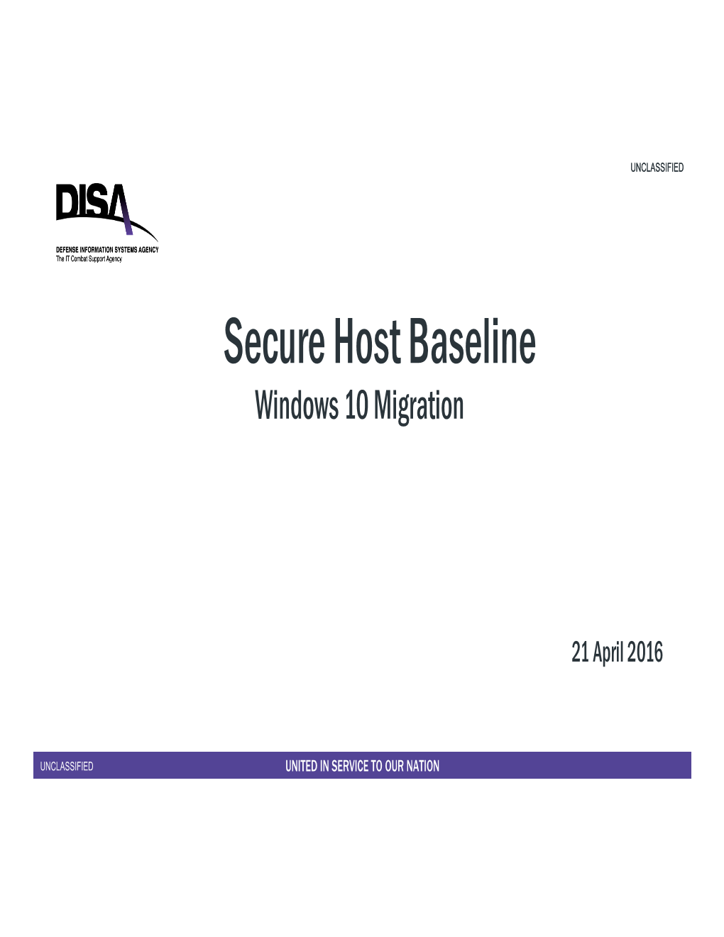 Secure Host Baseline Windows 10 Migration