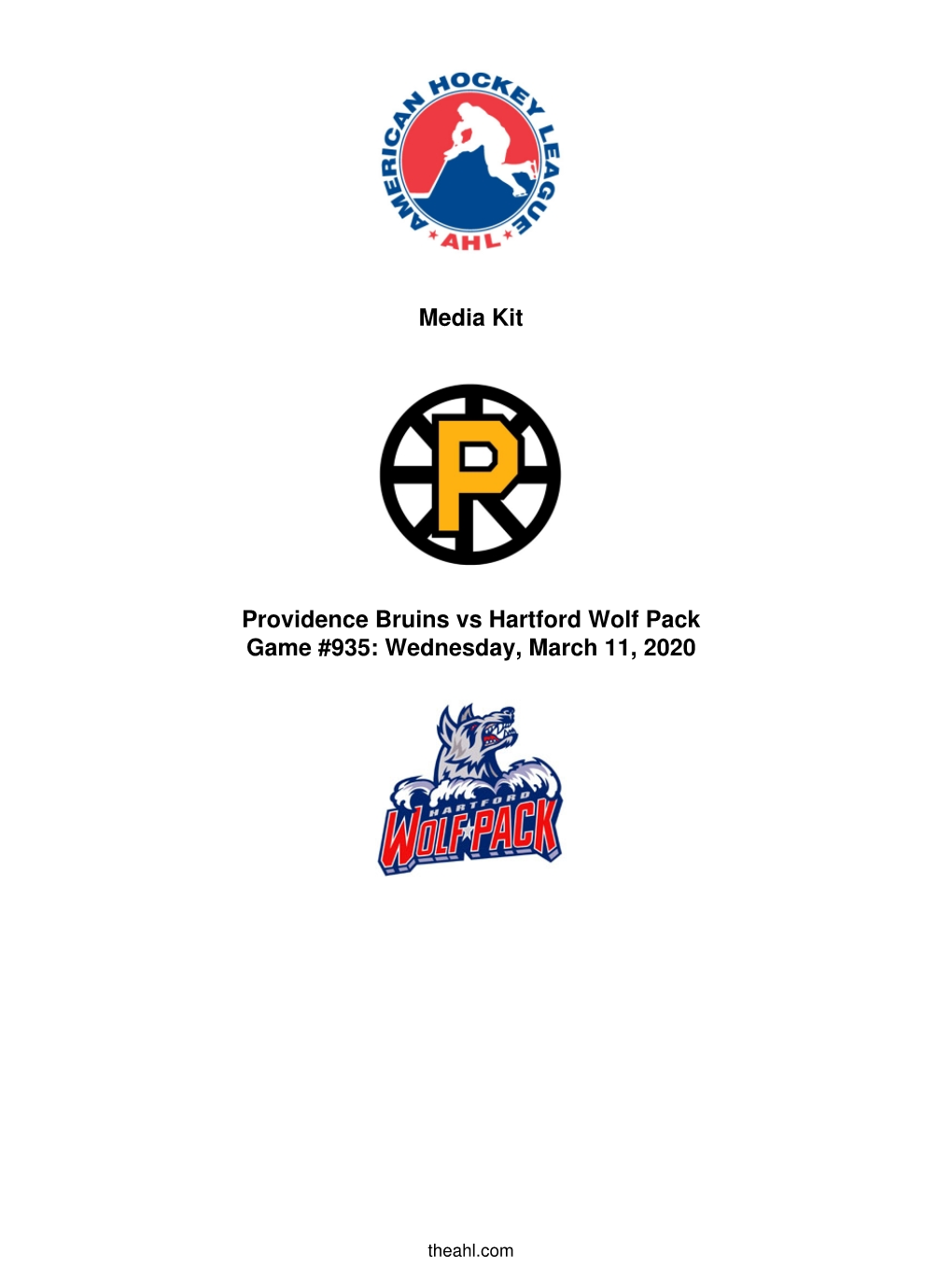 Media Kit Providence Bruins Vs Hartford Wolf Pack Game #935