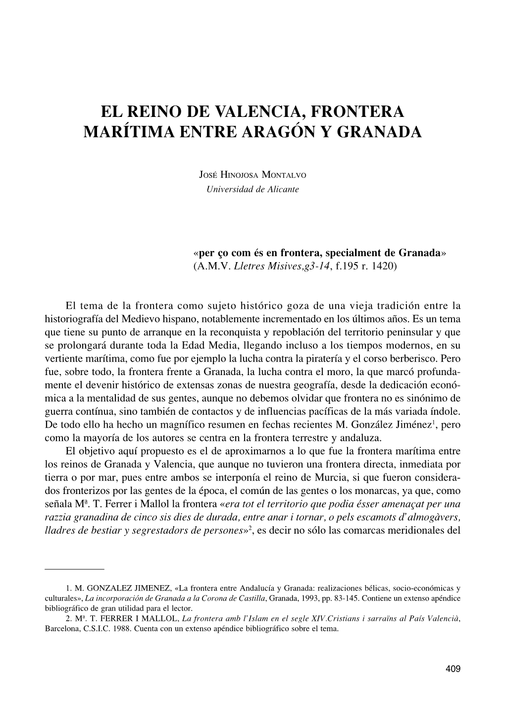 El Reino De Valencia, Frontera Marítima Entre Aragón Y Granada