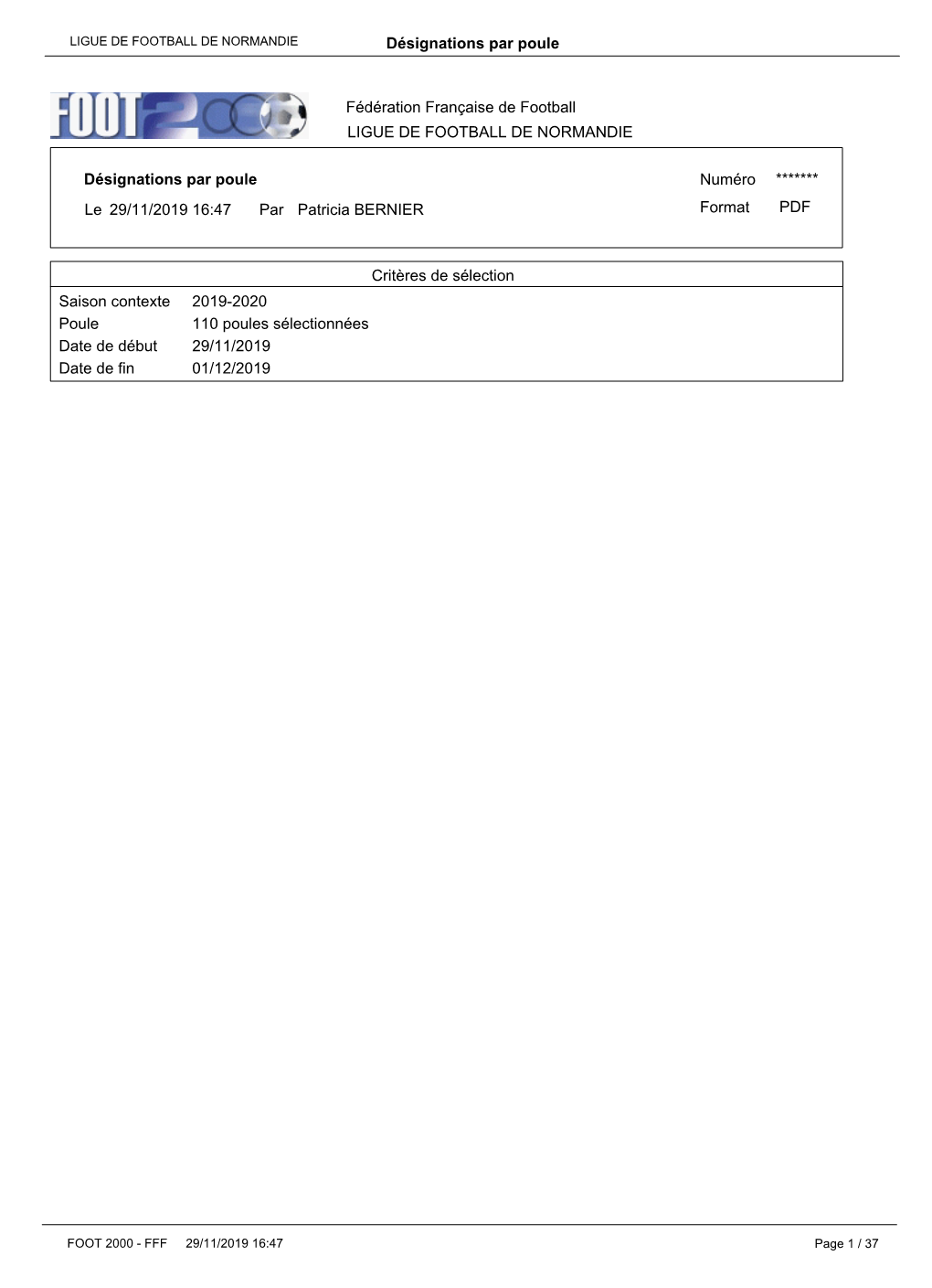 Désignations Par Poule ******* Désignations Par Poule 29/11/2019