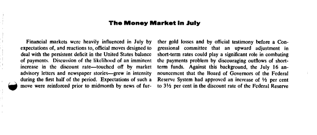 The Money Market in July 1963