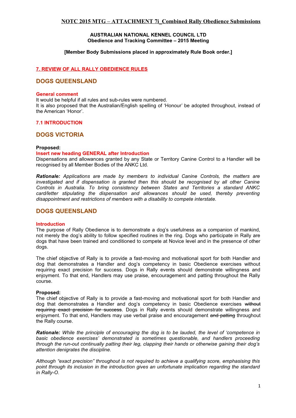 NOTC 2015 MTG ATTACHMENT 7I Combined Rally Obedience Submissions