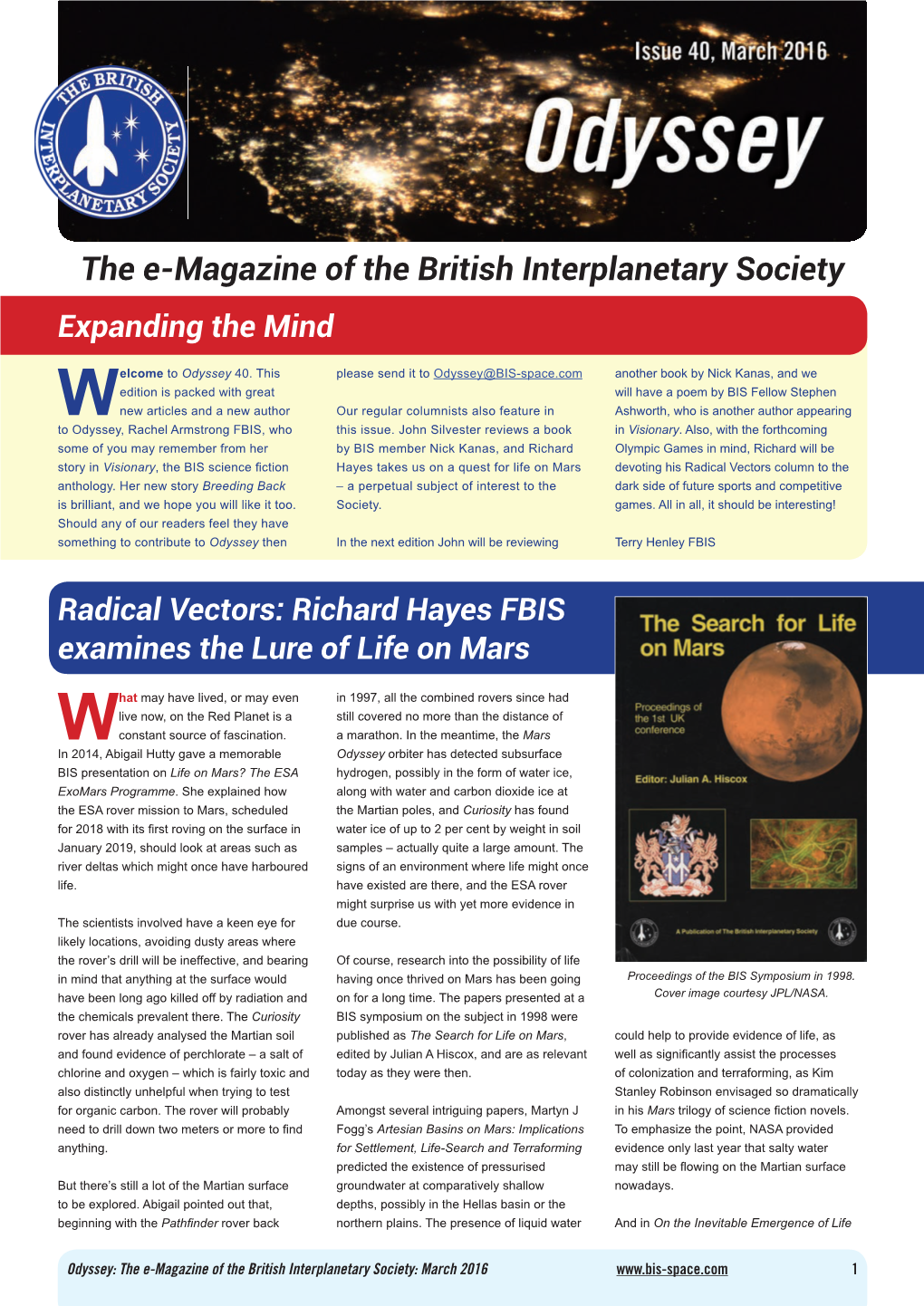 The E-Magazine of the British Interplanetary Society Expanding the Mind