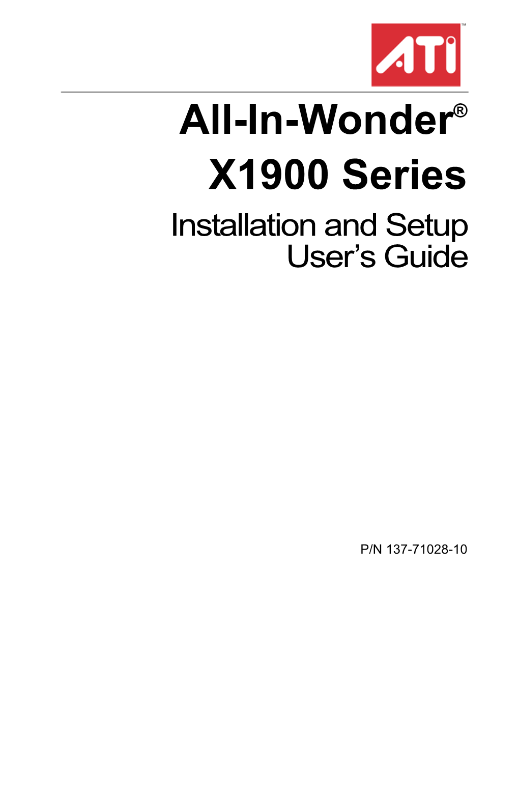 All-In-Wonder X1900 User's Guide