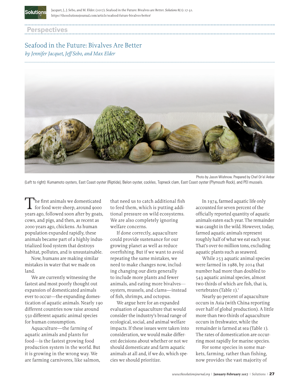 Perspectives Seafood in the Future: Bivalves Are Better