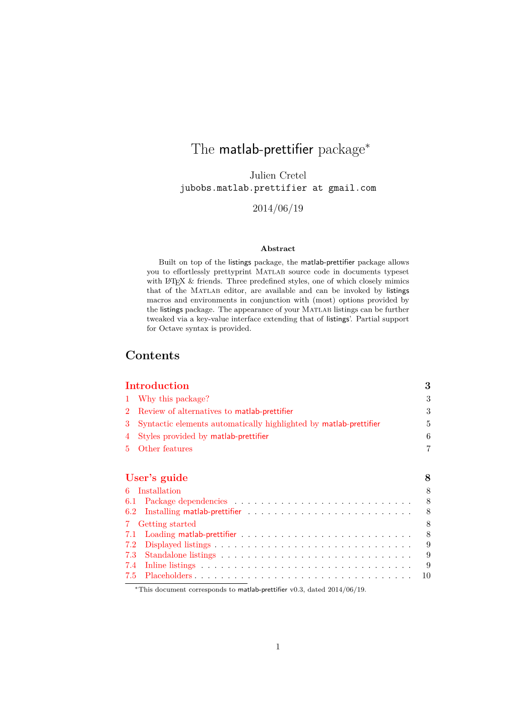 The Matlab-Prettifier Package